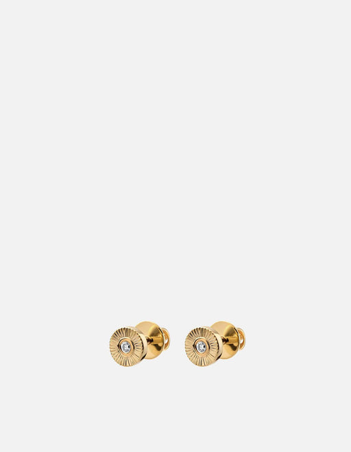 Miansai Earrings Mini Rey Studs, 14k Gold Pavé Polished Gold/Pave