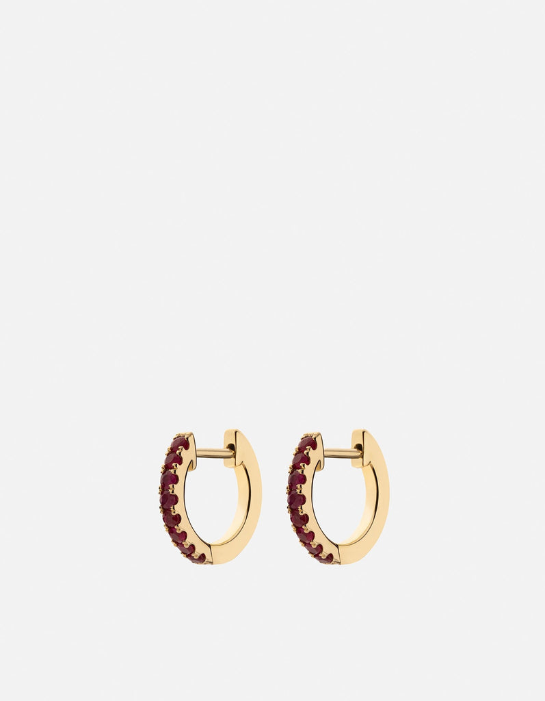 Miansai Earrings Koa Huggie Earrings, 14k Gold/Rubies Polished Gold / Pair