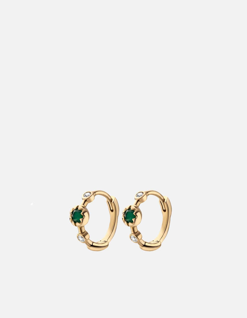 Miansai Earrings Inari Chalcedony Huggie Earrings, 14k Gold/Sapphire Polished Gold / Pair