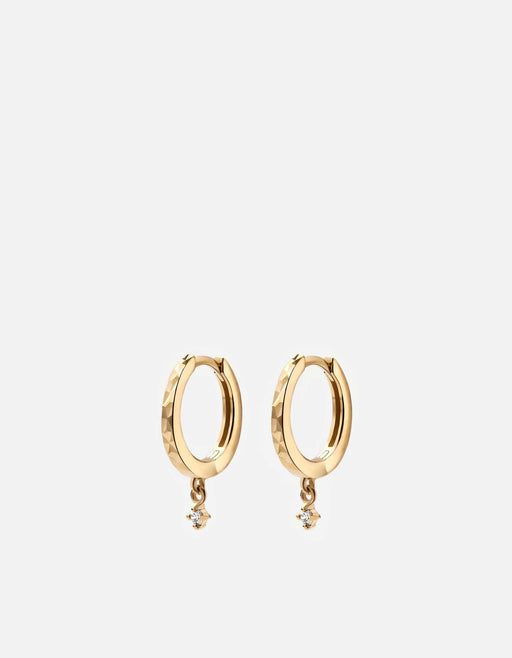 Miansai Earrings Naomi Huggie Earrings, 14k Gold Pavé Polished Gold w/ Pave / Pair