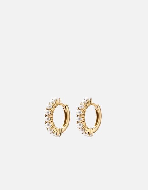 Miansai Earrings Maya Huggie Pearl Earrings, 14k Gold Polished Gold w/Pearls / Pair