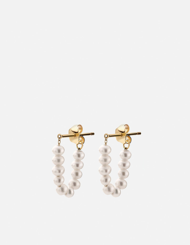 Miansai Earrings Shay Pearl Hoop Earrings, 14k Gold Polished Yellow Gold w/Pearl / Pair