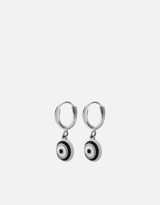 Miansai Earrings Ojos Huggie Earrings, Sterling Silver/Black Black/Pair