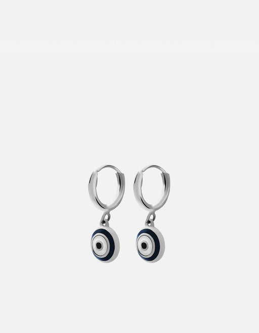 Miansai Earrings Ojos Huggie Earrings, Sterling Silver/Black Blue/Pair