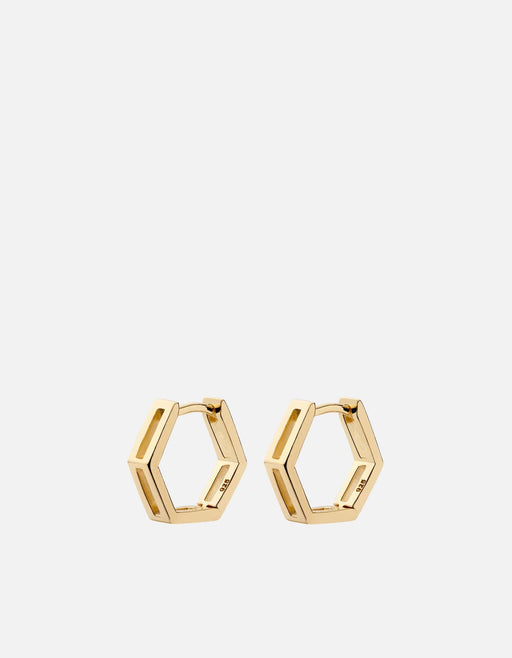 Miansai Earrings Hexa Huggie Earrings, Gold Vermeil Polished Gold/Pair