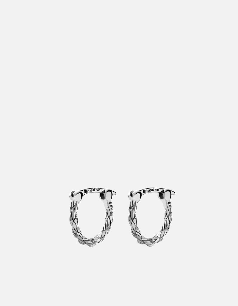 Miansai Earrings Slim Rope Huggie Earrings, Sterling Silver Polished Silver Pair / Pair