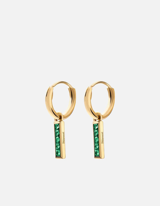 Miansai Earrings Totem Agate Huggie Earrings, Gold Vermeil Green / Pair