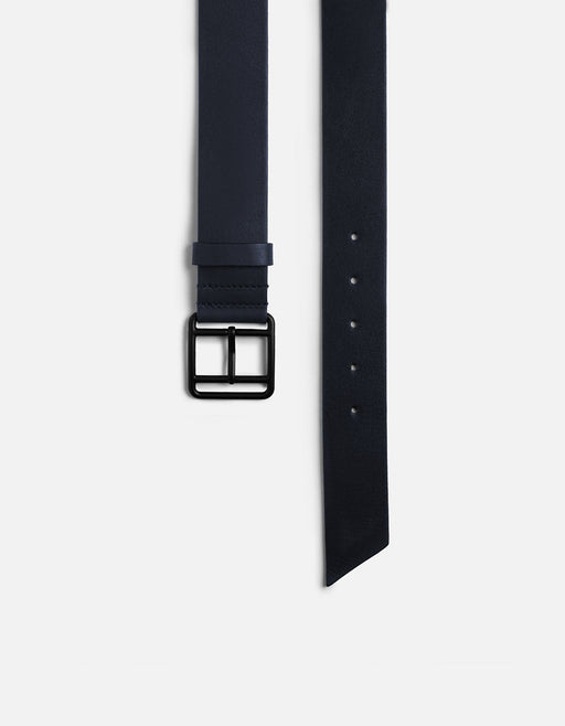 Miansai Belts Navy Leather Belt, Noir Buckle