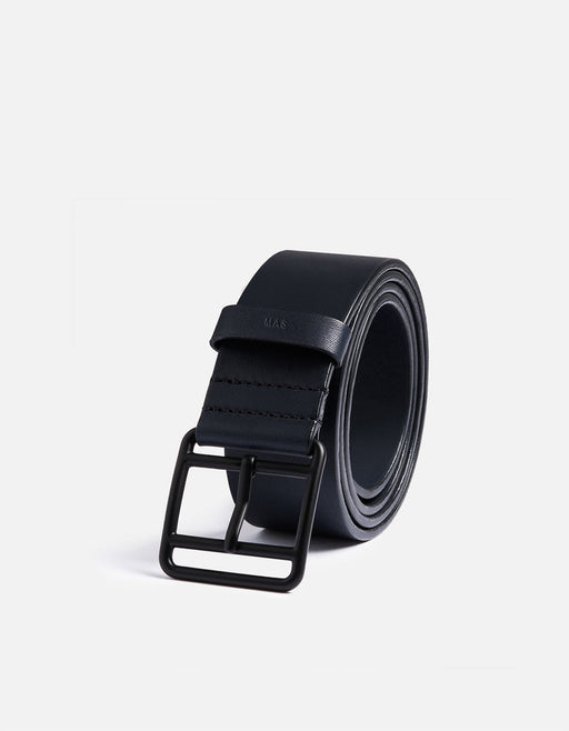 Miansai Belts Navy Leather Belt, Noir Buckle Navy Blue / 30 / Monogram: Yes