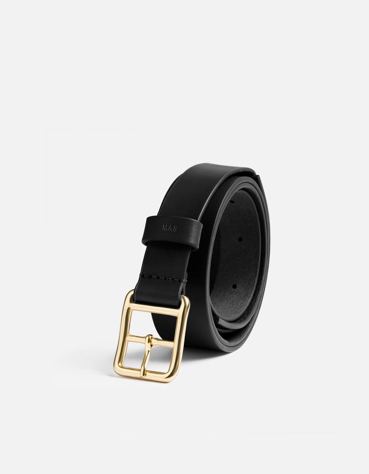 Leather monogram belt, black