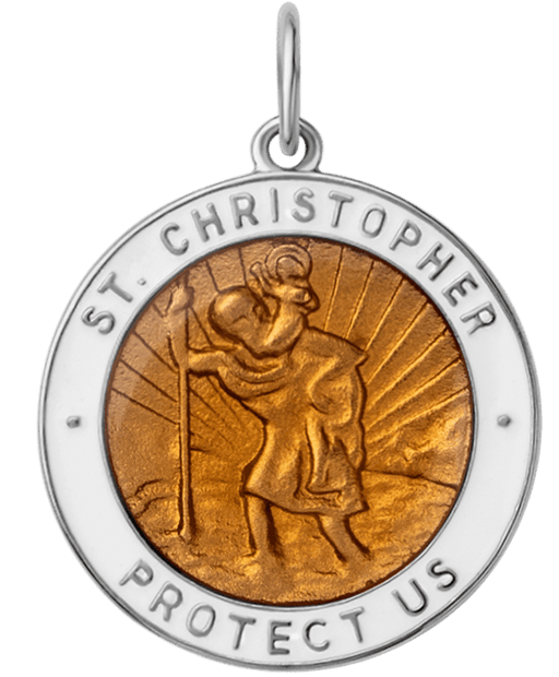 Miansai Pendants Saint Christopher Surf Pendant w/Enamel, Sterling Silver Desert Sun