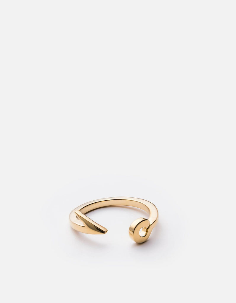 Miansai Rings Thin Fish Hook Ring, 10k Solid Gold Polished Gold / 5