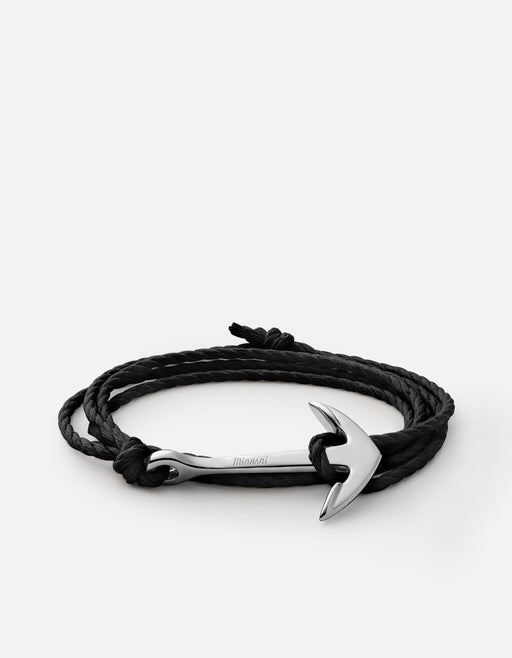 Miansai Hooks/Anchors Anchor Rope, Silver Black Cotton / Stainless Steel / Monogram: No